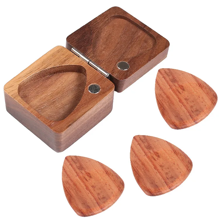 Handmade Boutique Wooden Guitar Pick Storage Box Hot Sale Portable Large Capacity Storage Box