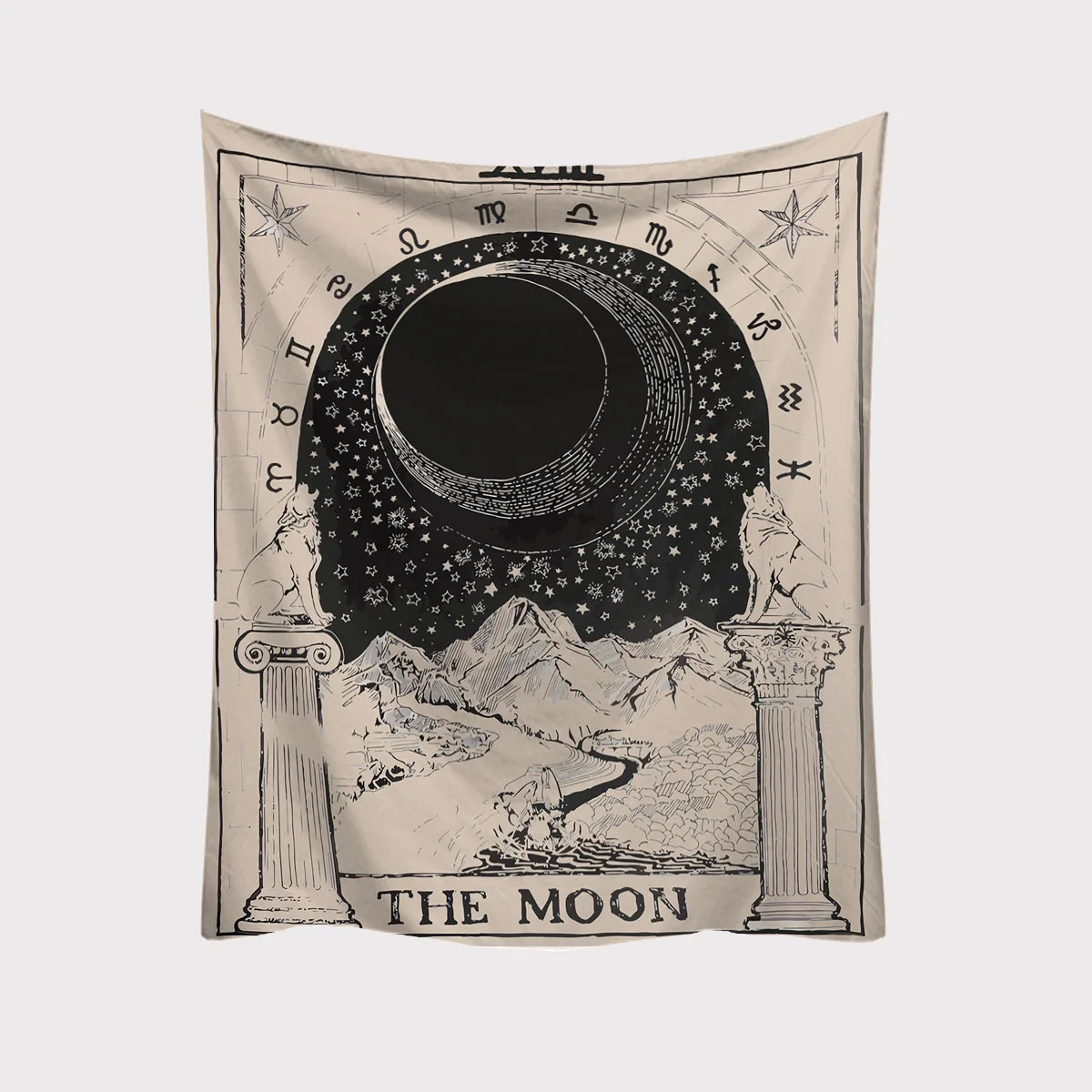 Home tapestry hanging cloth black and white sun sea wave tapestry background cloth sofa hanging painting decoration