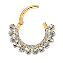 G23 Titanium front CZ setting with gem ball side welded Segment Ring Hoop Ear Cartilage Nose Jewelry