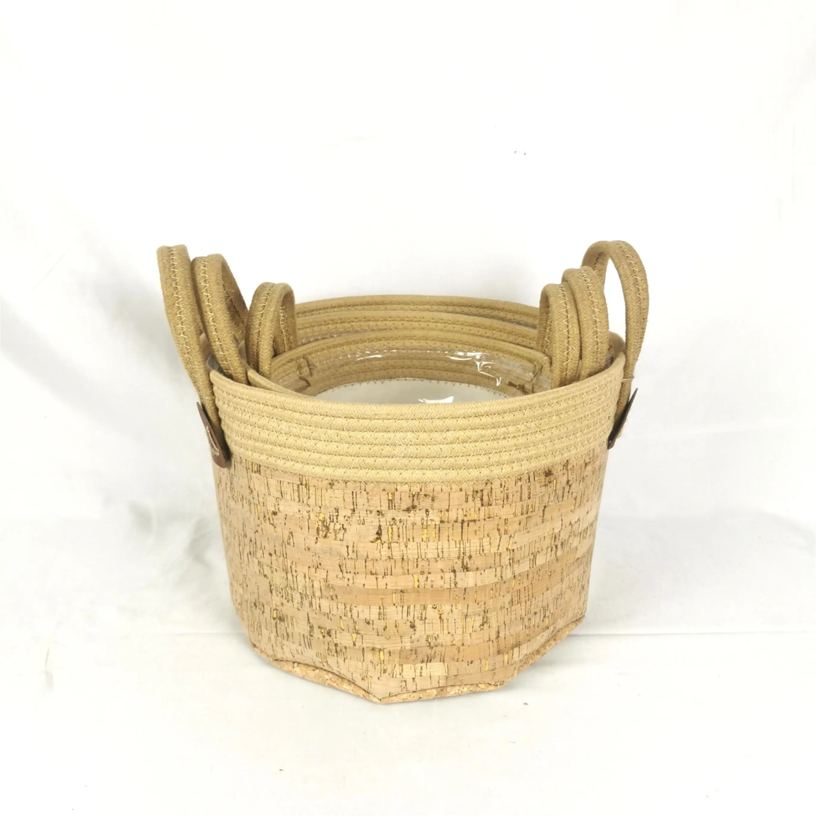 Wood skin handmade storage baskets flower vase for home decor