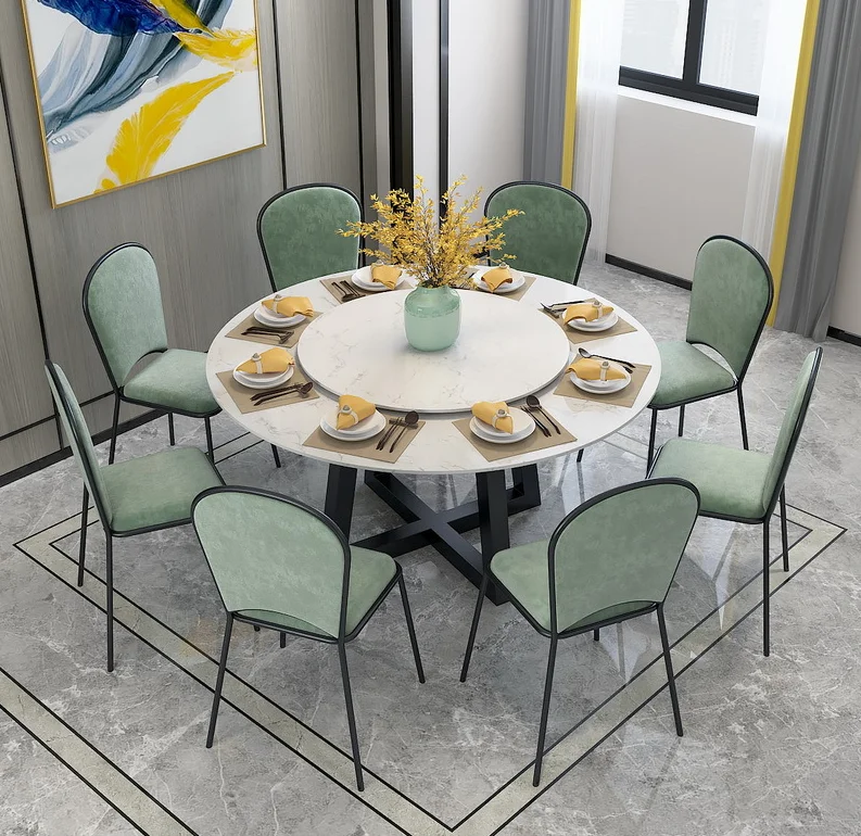 2020 Factory Wholesale Chinese Marble Table Top and Steel Leg Table Round Table Design