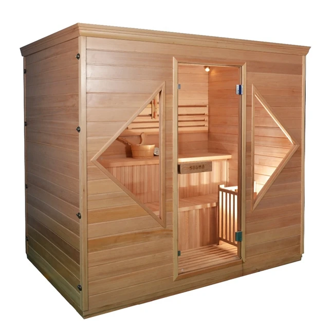 Traditional Steam Sauna Room With Wood Burning Stove
