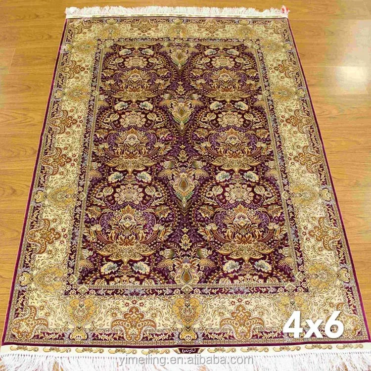 4 x 6ft Hand Knotted Turkish Silk Rug for Sale Handmade Rugs All-over Design for Parlor Bedroom