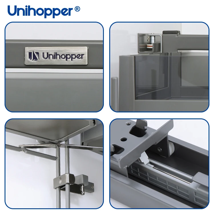 Unihopper Kitchen Cabinet Aluminum Alloy Storage Organizer Swivel Pull Out Tall Unit Tandem Glass Basket Pantry Unit