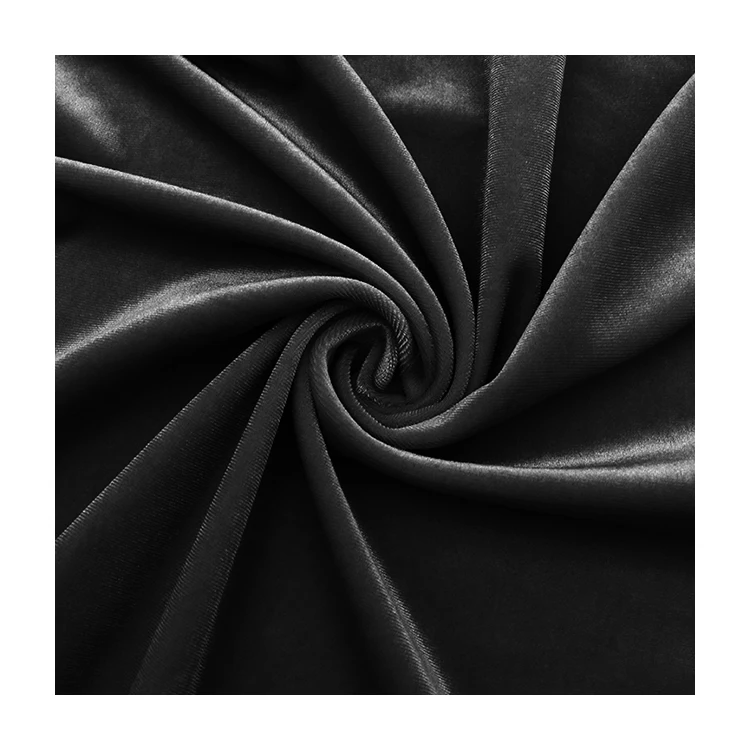 Black Polyester 4 Way Stretch Spandex Velvet 59/60' Ice Crushed Velvet Fabric