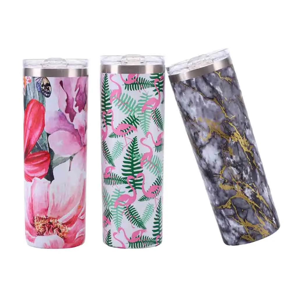 custom sublimation printed stainless steel vacuum coffee mug wholesale vacuum insulated wine glitter matte tumbler with straw