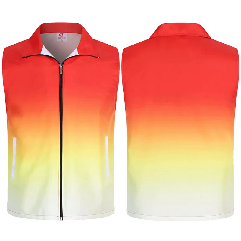 Small order accept Custom Unisex gradient overalls Advertising and Promotion Volunteers Supermarket Work Vest With LOGO Print