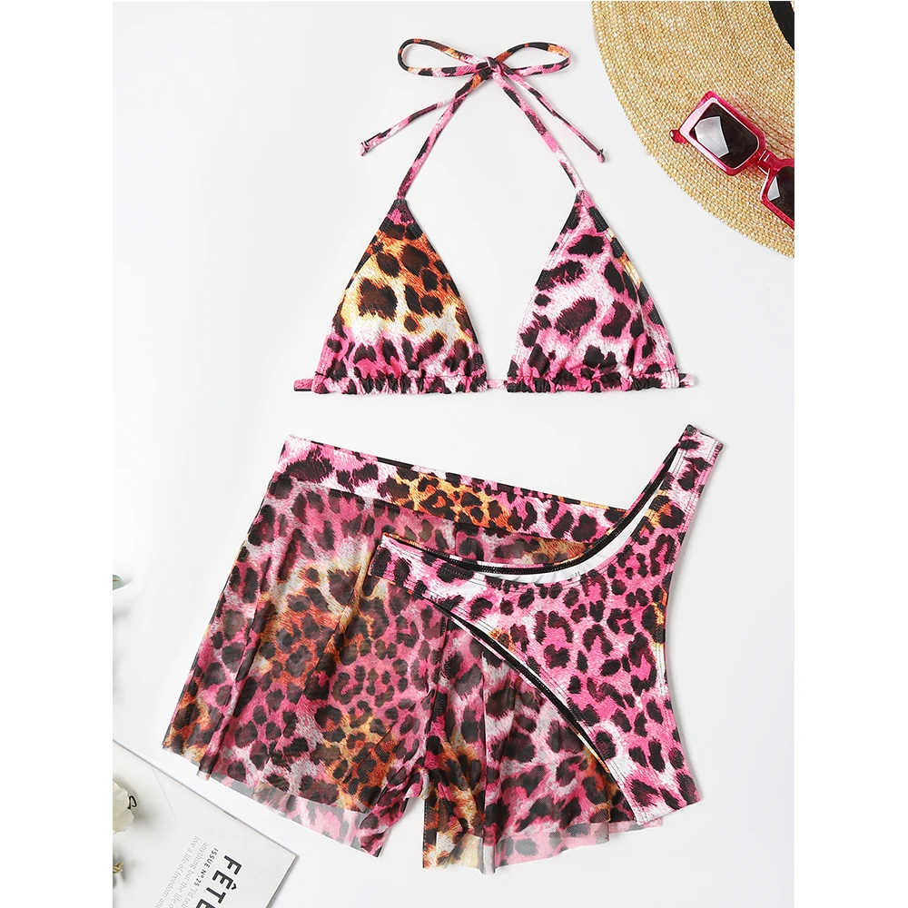 2022 New Swimsuit Custom 3 Pieces Bathing Suit Cover Ups High Waisted Women Swimwear