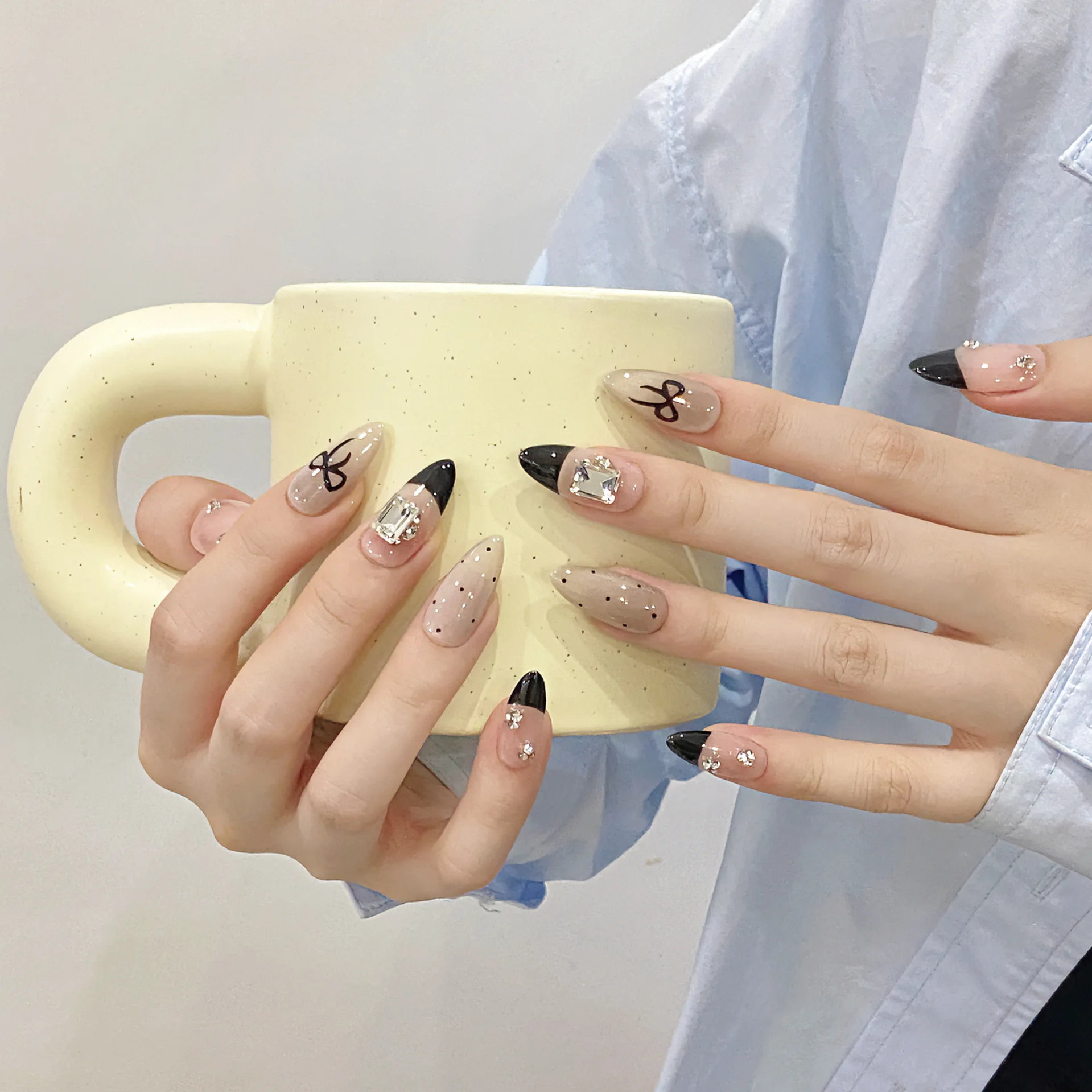 Wholesale 10pcs Press on nails French gel nail tips Artificial Nail Free-Design DIY easy for beginner