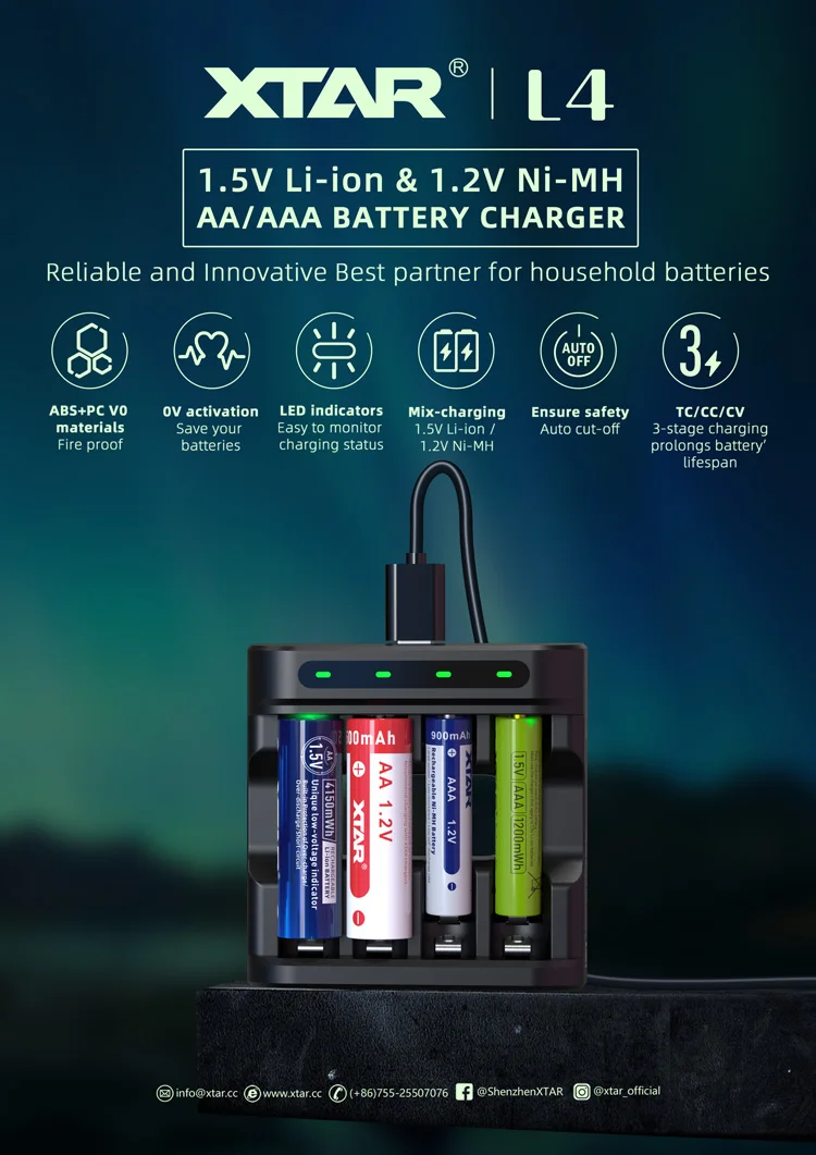 XTAR NEW super double AA 4150mWh 1.5v li ion rechargeable baterias recarregveis 1.5 volt aa cylindrical lithium batteries