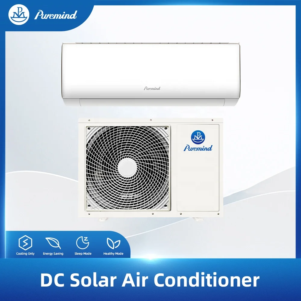 Puremind Energy Saving Air Conditioner Solar Powered 9000Btu Solar DC AC Hybrid Air Conditioner for Family Use Household Wifi