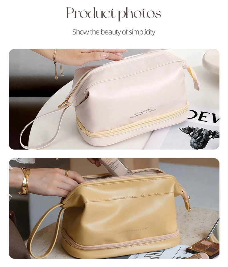 Multi-functional Cloud Shaped Luxury Makeup Bag Soft PU Double Layer Large Makeup Beauty Storage Bag