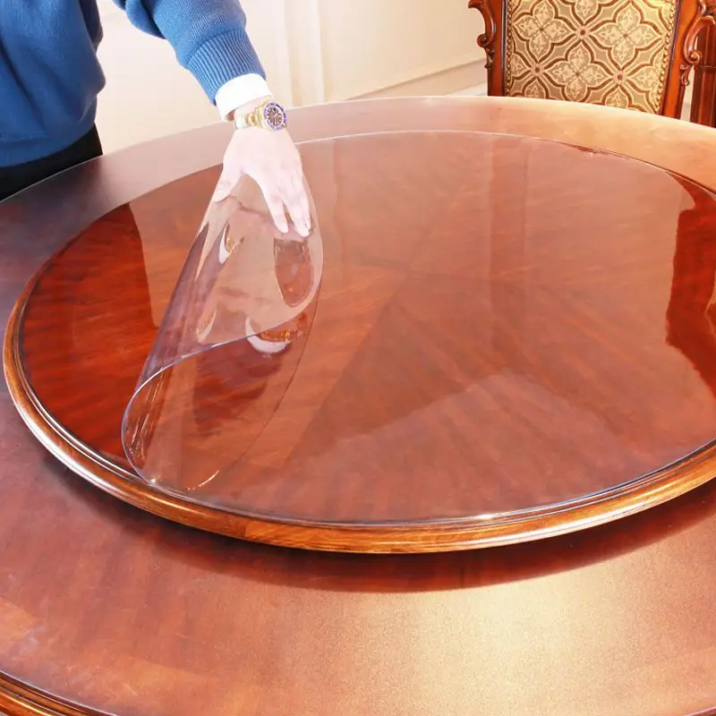 Wholesale 2mm Table Cover Protector Desk Mat waterproof Table Cloth Transparent Round Pvc clear Vinyl Tablecloth