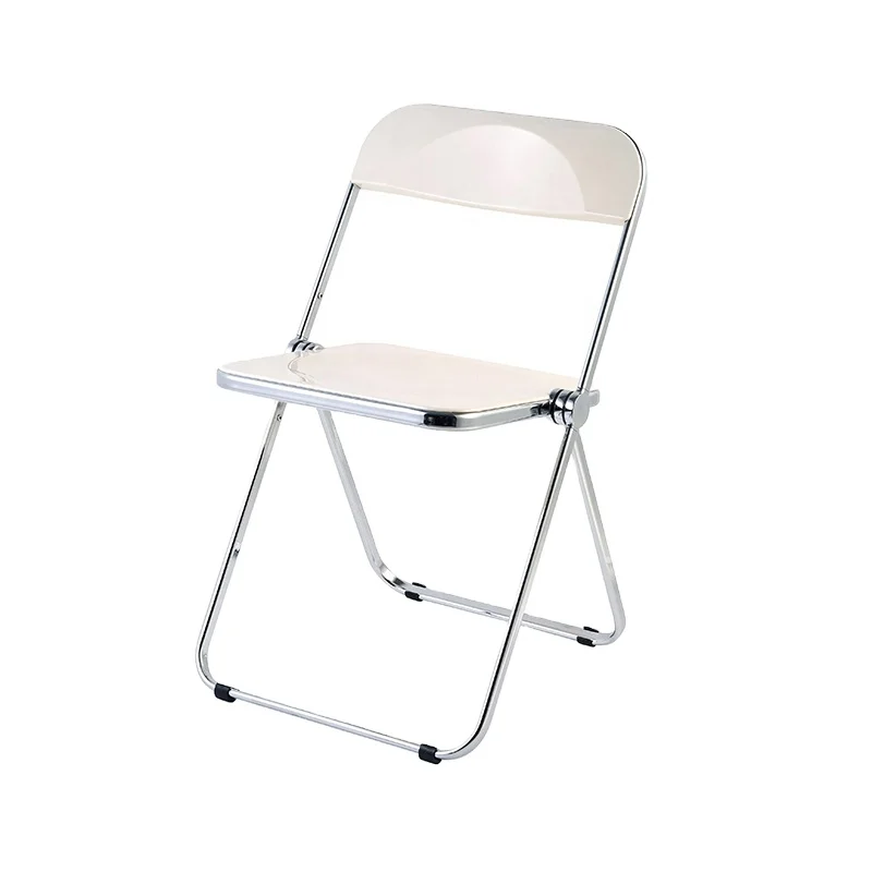 Popular Acrylic Chair Folding Dining Modern PP Folding Chairs High quality Cheap Plastic Chairs with Chromed Leg