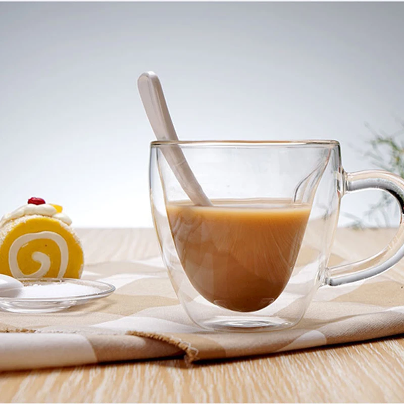 Love Double Wall Resistant Tea Beer Glasses Couple Cups Lemon Juice Cup Heart Shaped Glass coffee Mug