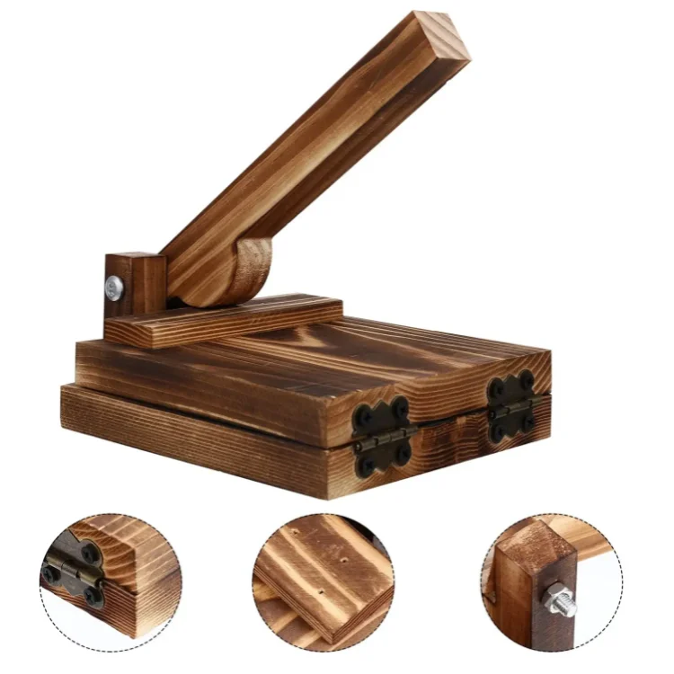 QUAWE Manual Press Wooden Corn Tortilla Presser Dough Press Tortillas Dumpling Skin Dough Presser