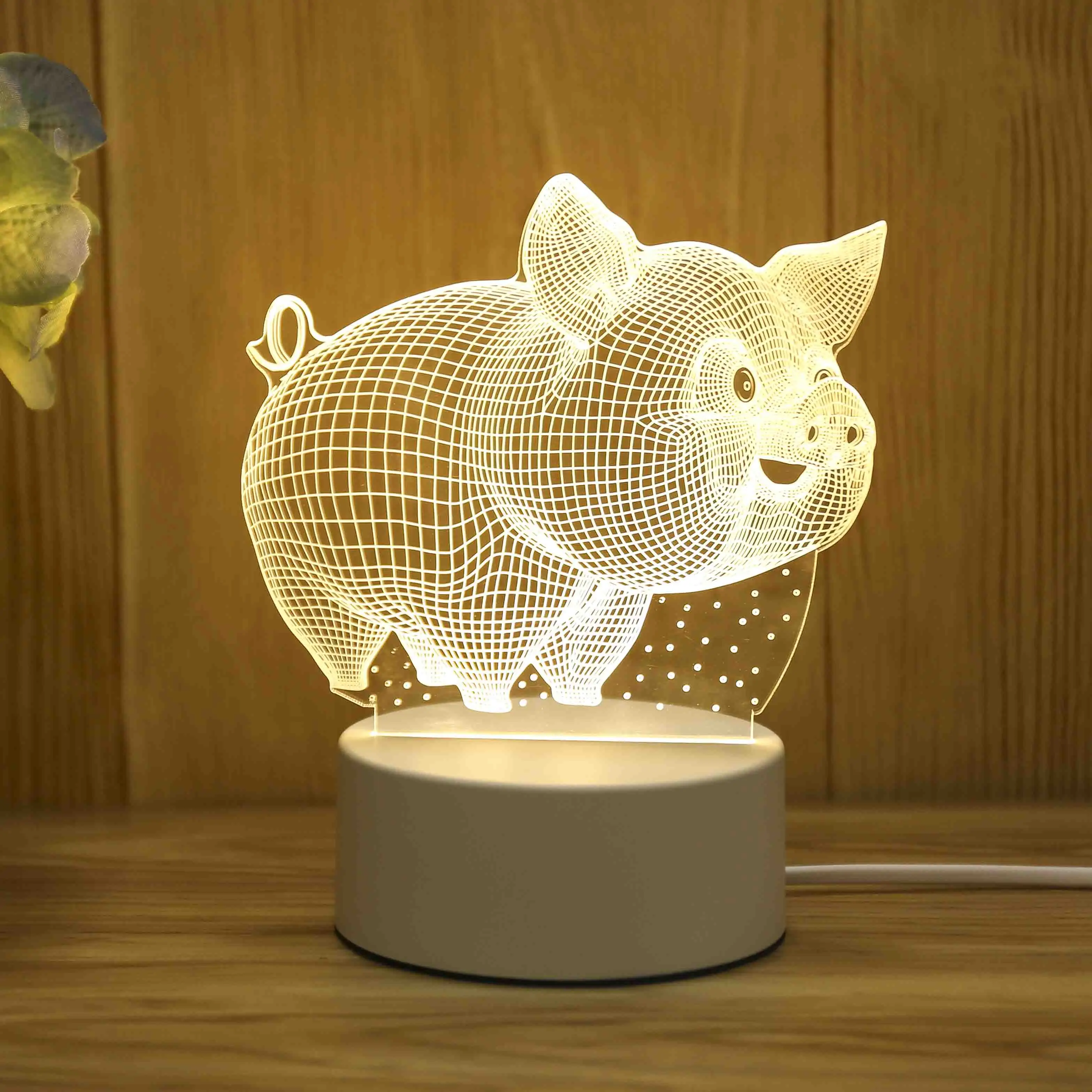 Светодиодная лампа на батарейках акриловая 3D визуальная с сенсорным переключателем Оптическая иллюзия светодиодный ночник