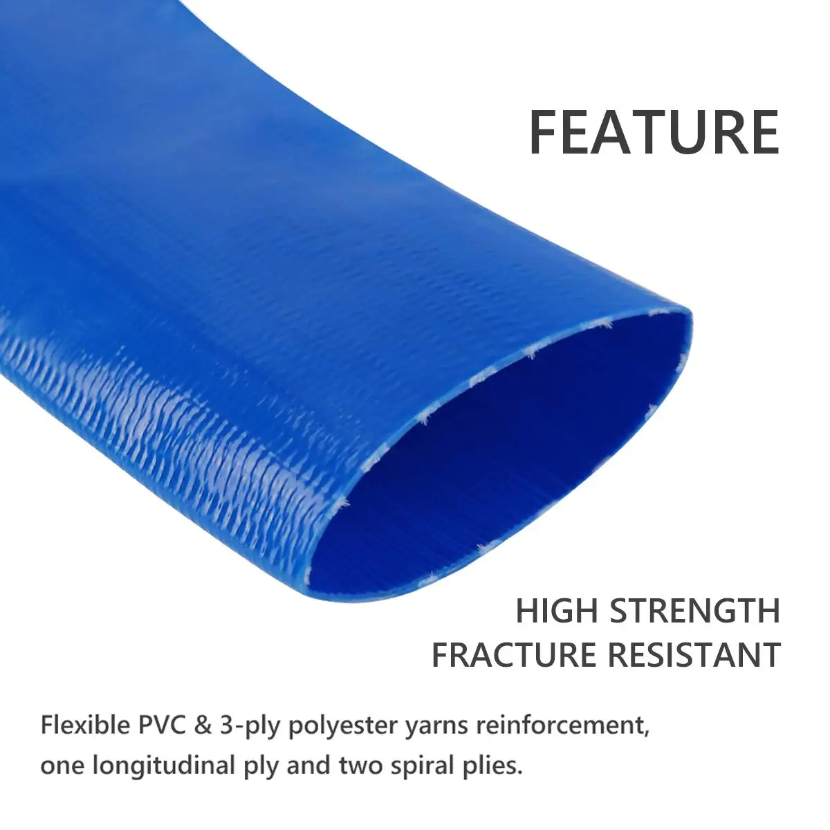  Swimming Pool Backwash Hose Heavy Duty Reinforced Blue PVC Flat Lay Agricultural