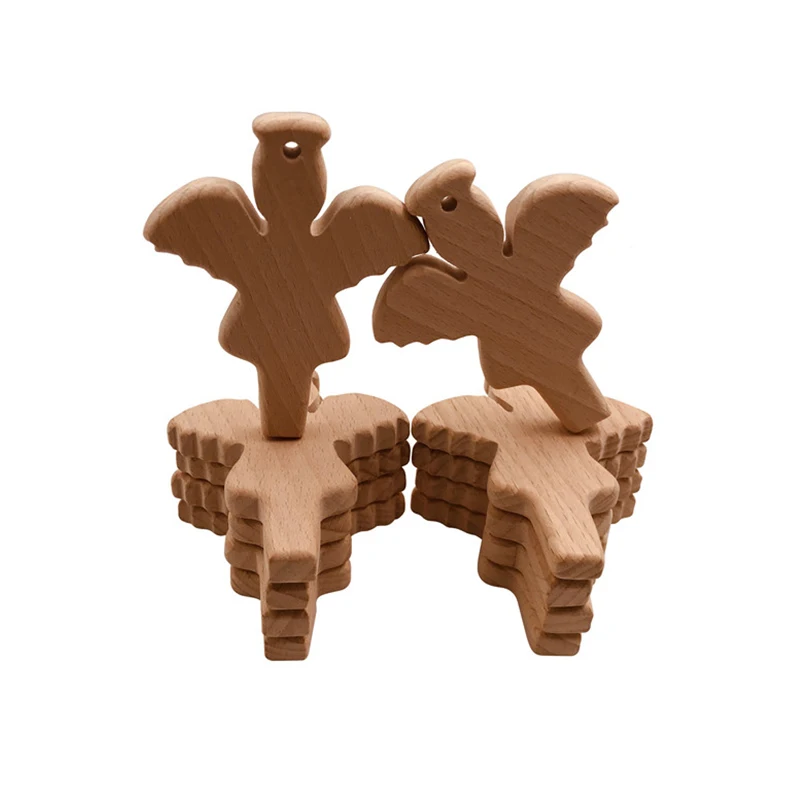 Wholesale Non Toxic Natural Organic Beech Wood Goddess Infant Teething Toy Accessories Wooden Teether Set