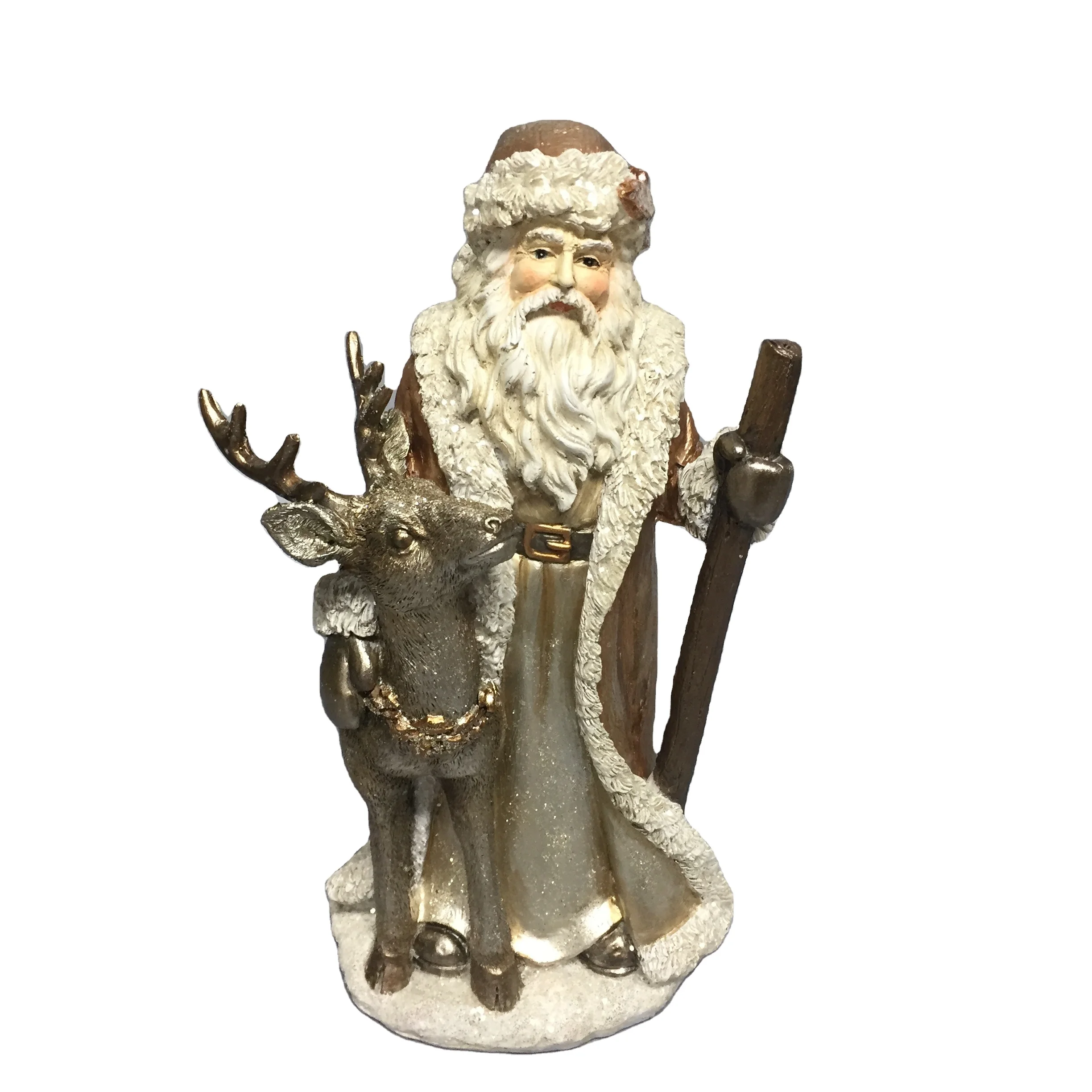 Factory Wholesale Resin Christmas Santa With Deer Figurine