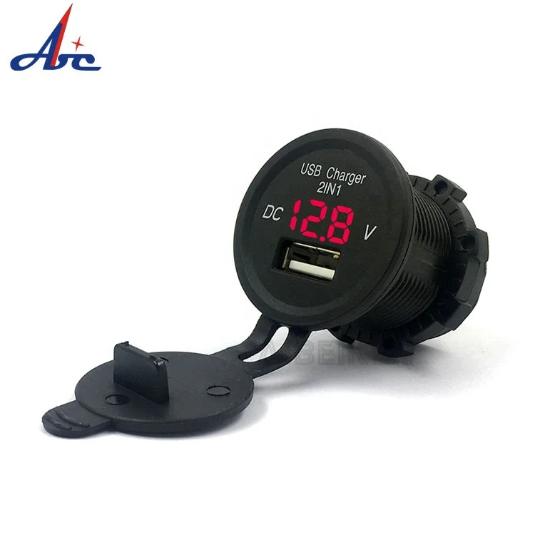 Мини 2.1A 5V розетка один USB порт Автомобильный чейнджер 12v 24v Входная зарядное устройство светодиодный dc Вольтметр и амперметр