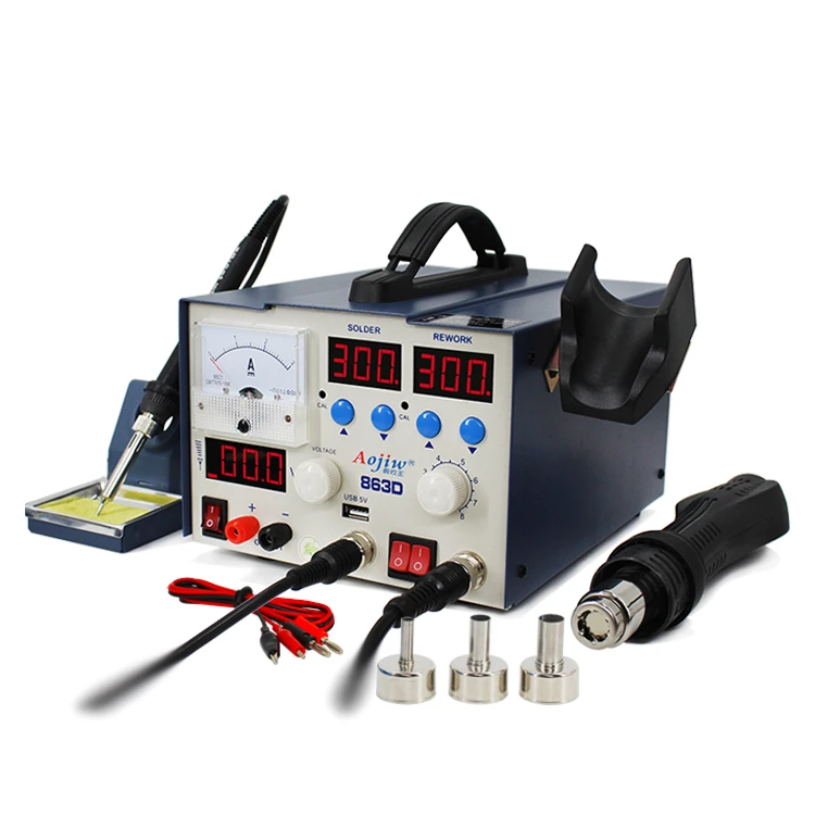 DC Power Supply Repair Station Aojiw 863D 3-in-1 Hot air Soldering Iron Mobile Repair 15/2A Variable Source of Supply