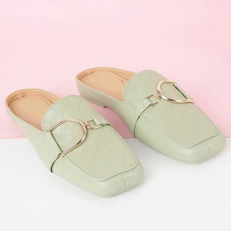 Hot Sale Women Fashion Comfortable Green Sandals Square Toe Popular Walking Sandals For Women