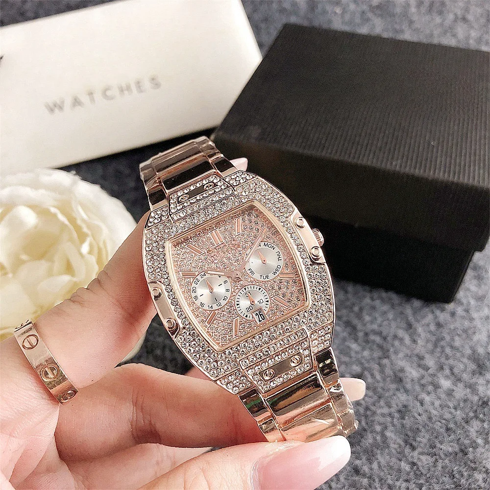 Factory Wholesale GUESSE Geneva Brand Ladies Inverted Triangle Watch Silicone Strap Business Style for Couples or Personalities