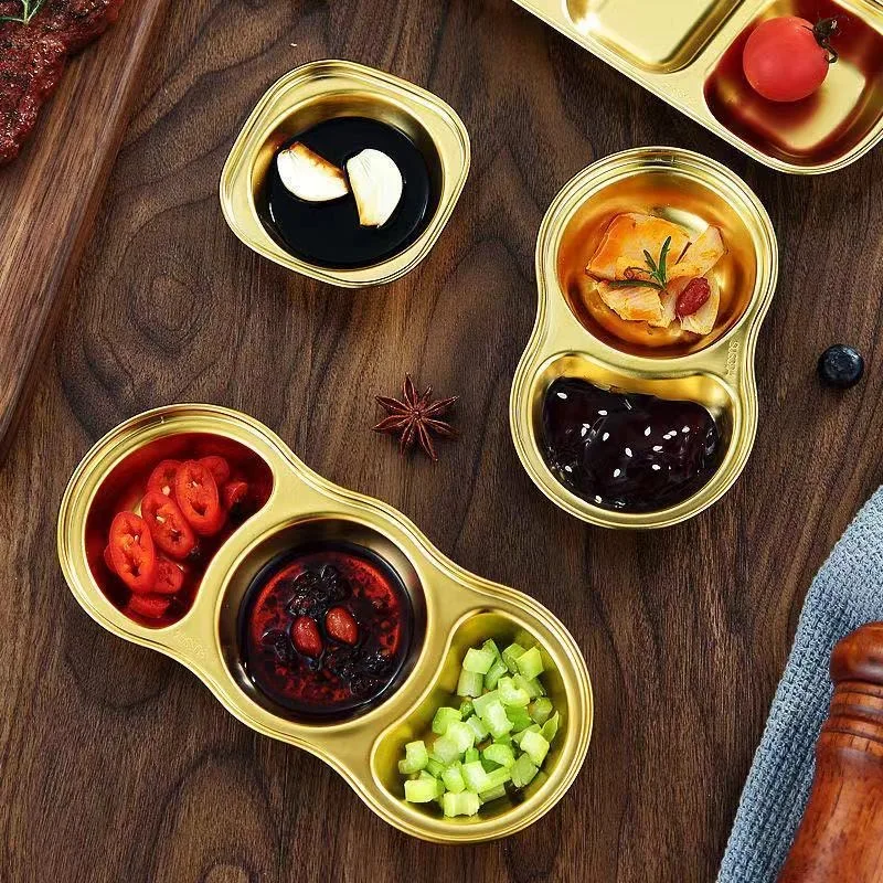 Barbecue plates household BBQ Dip plate commercial sauce dish stainless steel korean tableware