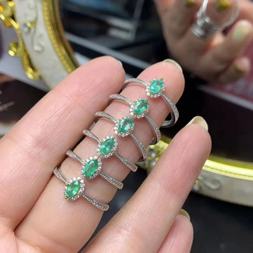 Hot Sell New Design Emerald 5925 Gold Wedding Engravable Silver Diamond Ring