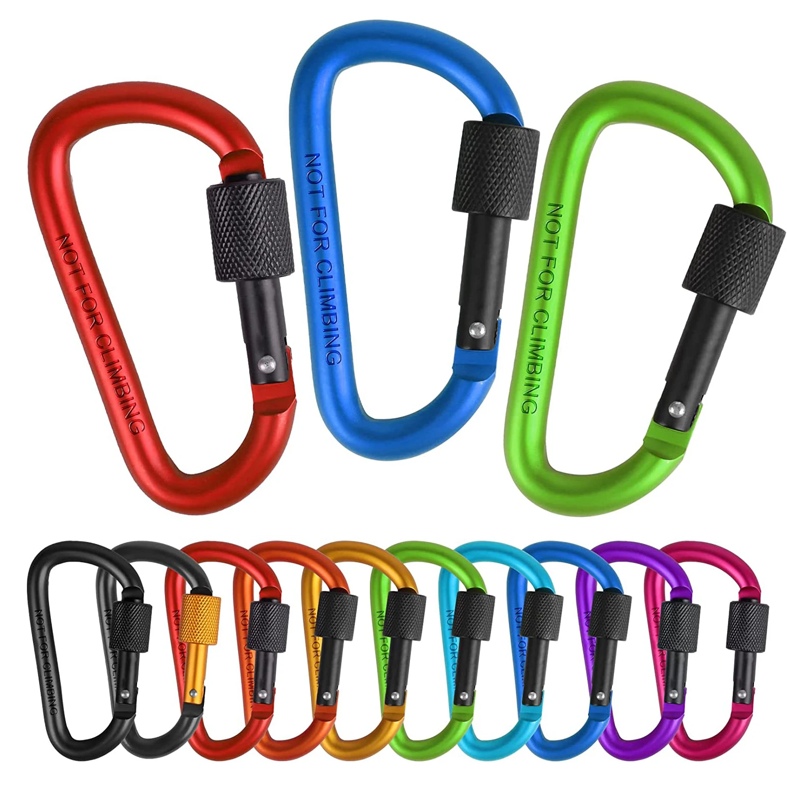 Aluminium d shape carabiner clip,locking carabiner key chain,water bottle snap hook