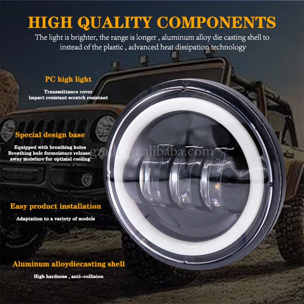 12V Motorcycle Auxiliary Light With White Halo Ring 4.5 Inch Projector Led Fog Light For Motorcycle