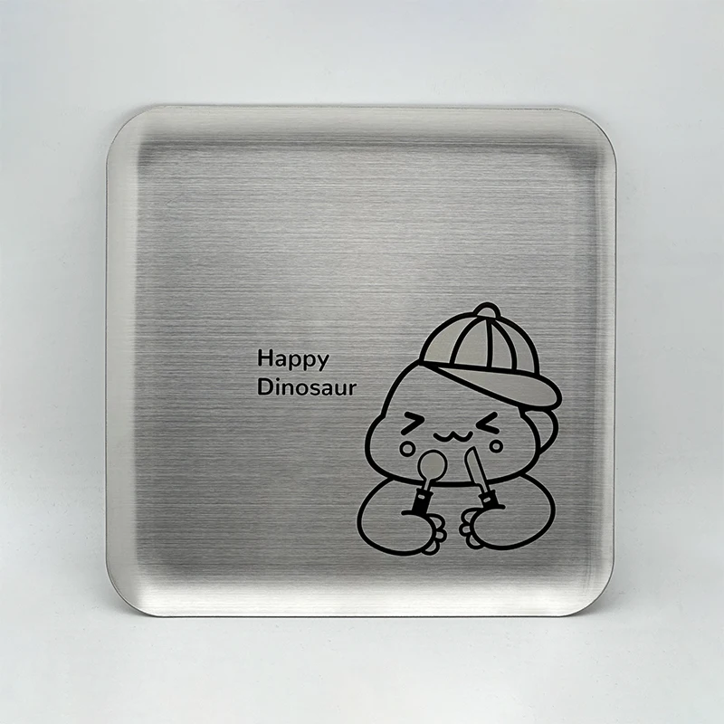 High quality retro customization logo brand silver square plates dishes restaurant tableware food serving fruits snack