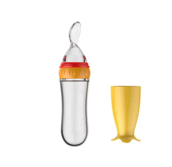 Baby Slim Liquid Silicone Squeeze Rice Grain Spoon