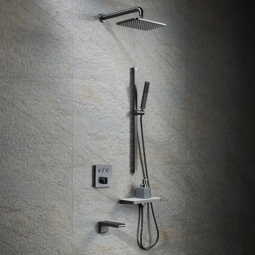 Высококачественная Металлическая черная насадка для душа Rock нажимная кнопка скрытые смесители и