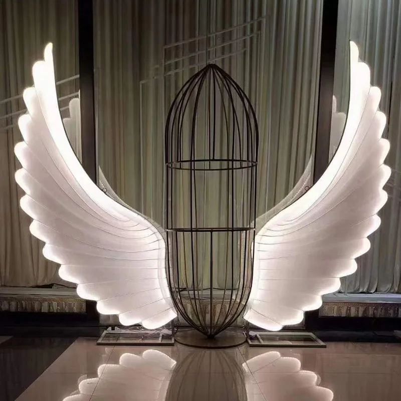 Iron Luminous Angel Wings Wedding Anniversary Street Light Mall Wedding Hall Background Venue Decoration Props Decoration