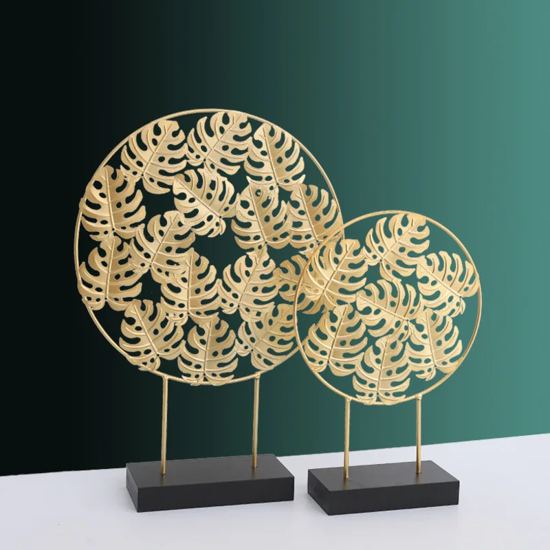 Nordic Luxury Metal Craft Decoration For Living Room Creative Ginkgo Leaf Evil Eye Small Decor Ornaments