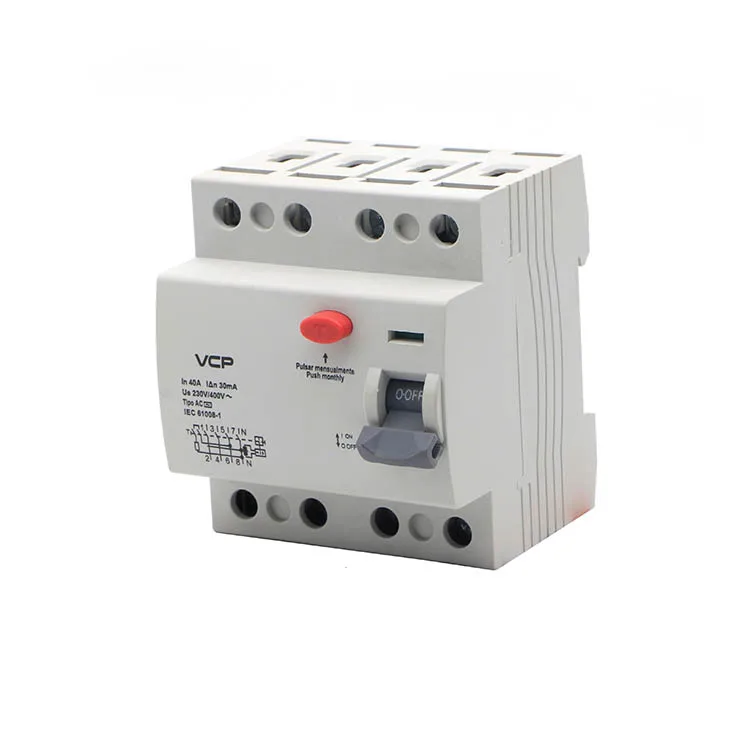 4P RCCB 25A 40A 63A rccb 2p 40a 30ma 2 pole earth leakage circuit breaker