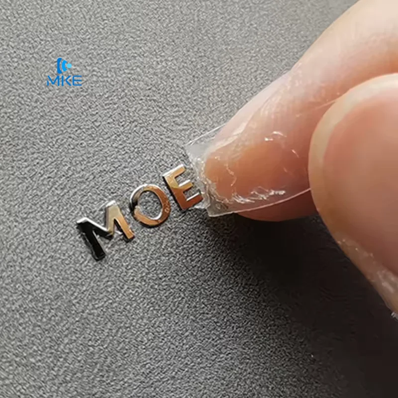 CUstom Metallic Letters Labels Custom Thin Electroform Gold Nickel 3d Logo Transfer Embossed Decals Metal Stickers