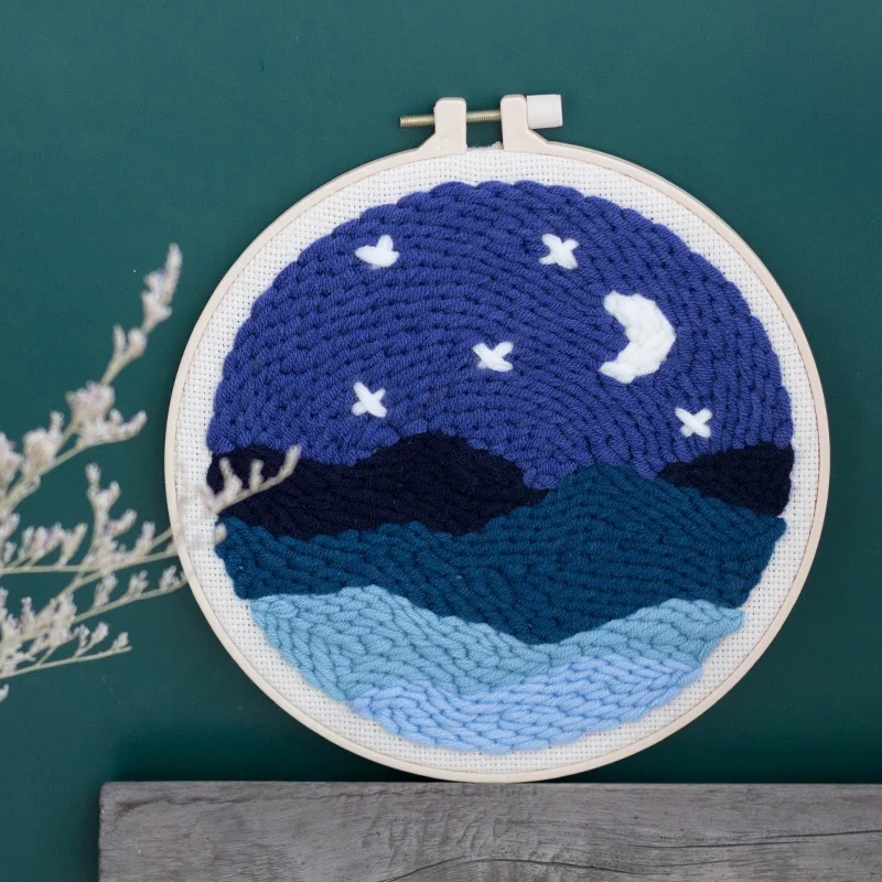 
Popular DIY Art & Collectible Use and Textile Fabric Home Decor punch needle diy kit embroidery set 