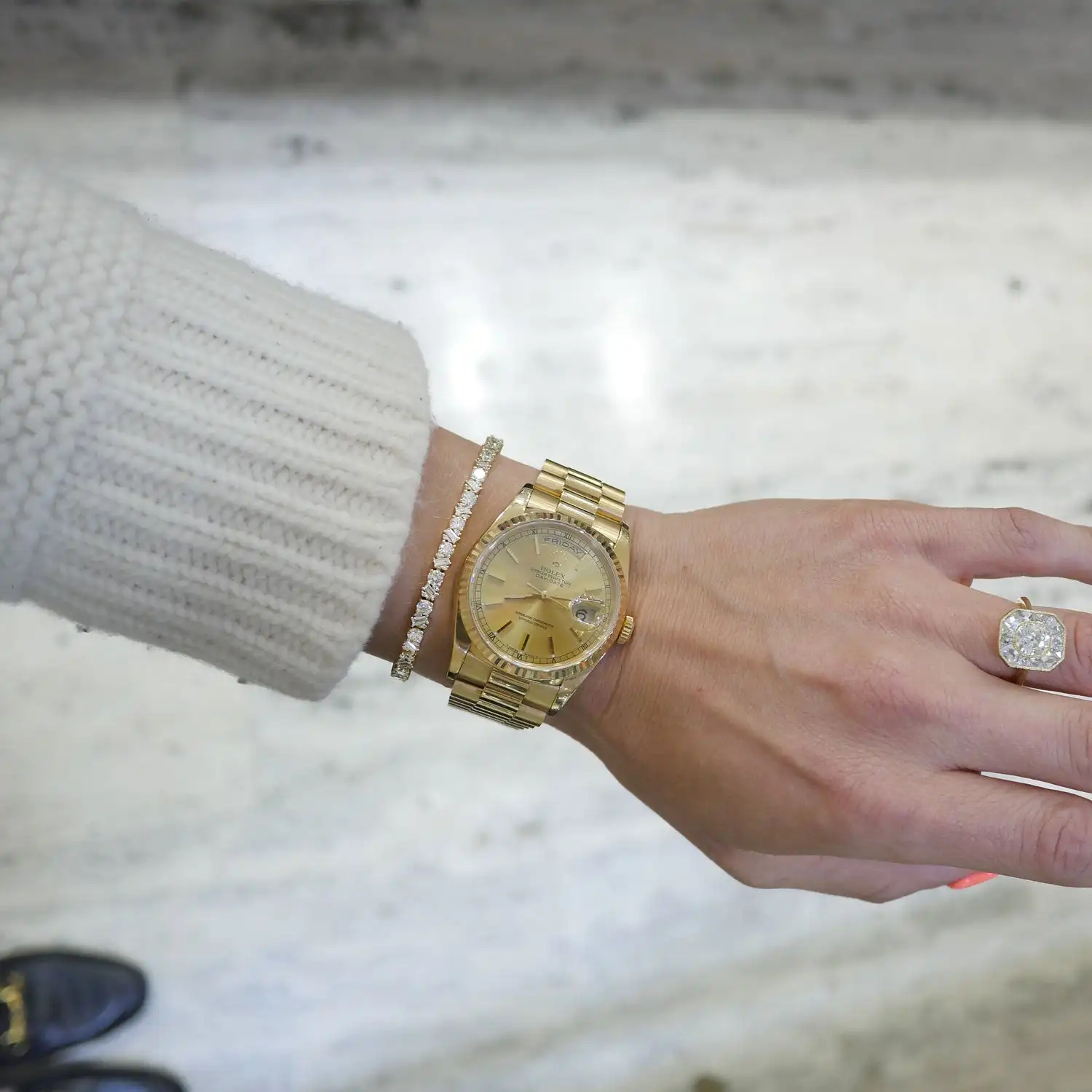 Confetti Multi Shape Diamond Tennis Bracelet 14k Solid Gold Lab Grown Diamond Tennis Bracelet