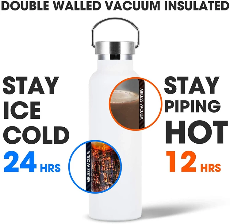 Powder Coated Vacuum Insulated Stainless Steel Wide Mouth Sports Water Bottle