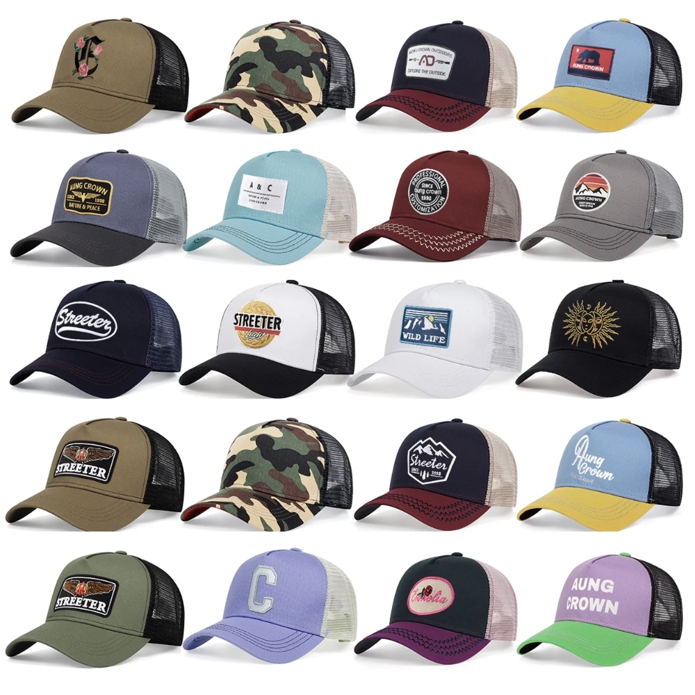 OEM Wholesale Price 5/6 Panel Men Mesh Baseball Caps Custom Embroidery Logo Adjustable Size Cotton Trucker Hats