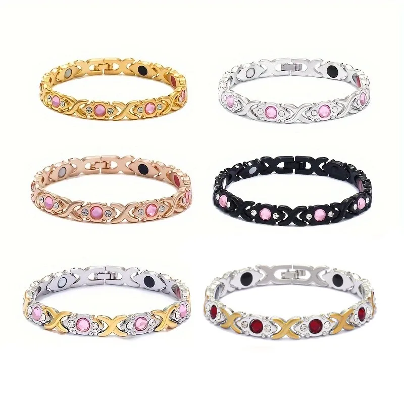 Fashionable detachable energy magnet bracelet with diamond magnetic bracelet beautiful gemstone good luck bracelet