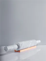 Polished Marble Rolling Pin with stone Cradle 10-Inch Barrel