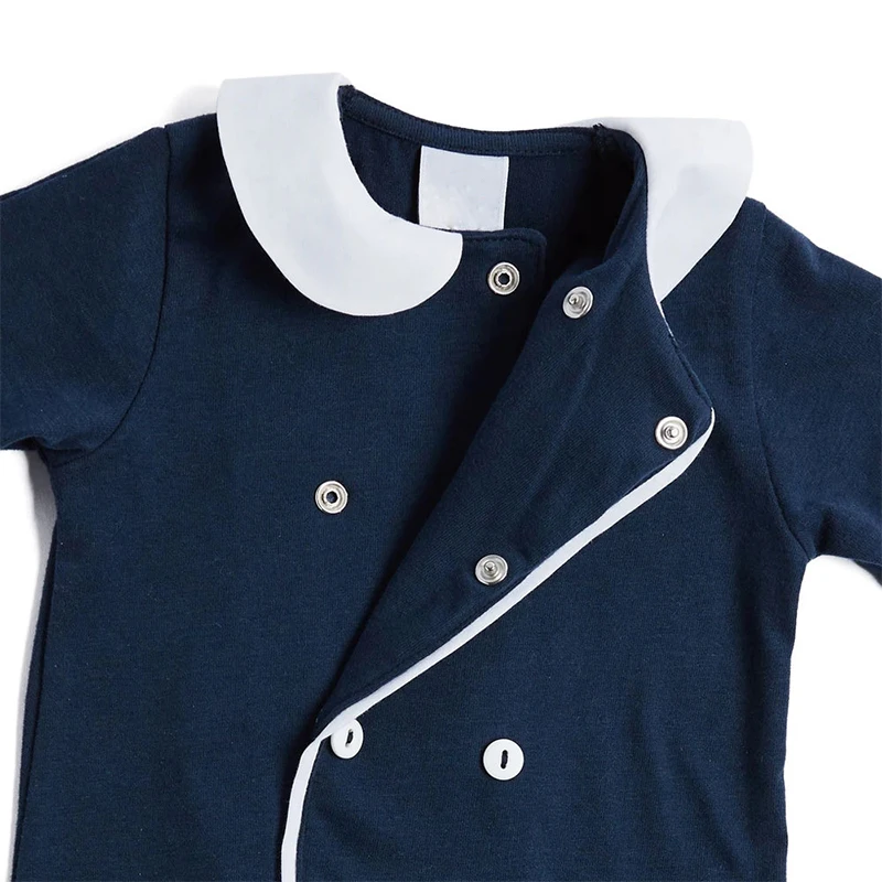 Organic baby romper bamboo customize peter pan collar sleep suit baby customize bamboo onesie with feet sustainable baby clothes