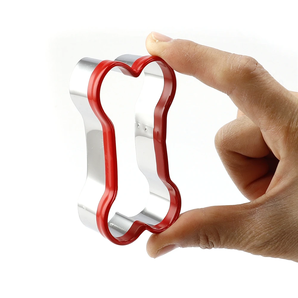 3pcs 3 Piece Dog Bone Biscuit Cookie Cutters Set with Red Environmental PVC for Baking