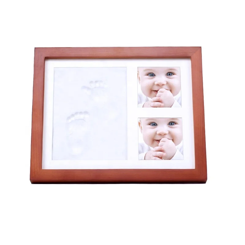 New Wholesale Baby Clay Footprint Hand Print Kit Baby Handprint Kit table top frame with non toxicd clay included