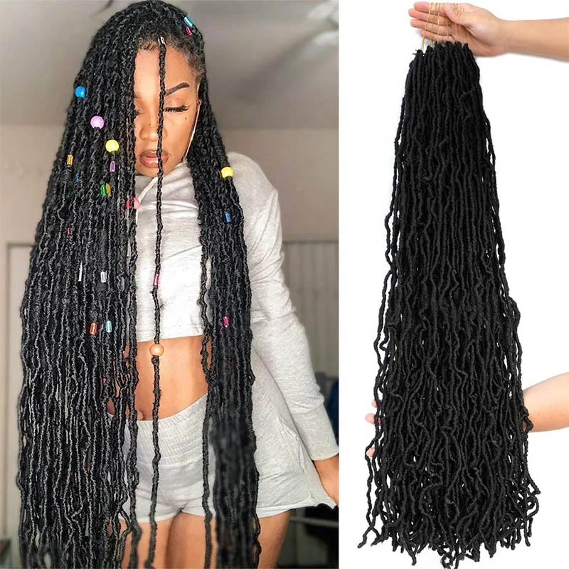 36 Inch Fuax Locs Crochet Braids Hair Pre-looped nu Locs Crochet Curly Extended Soft Locs Braiding Hair for Women