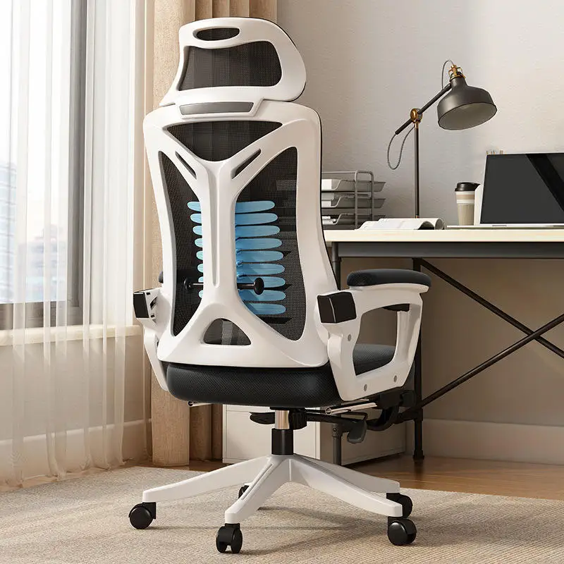 Comfortable Office Furniture Desk Chair Nylon Base Modern High Back Ergonomic Swivel Mesh Office Chair With Footrest